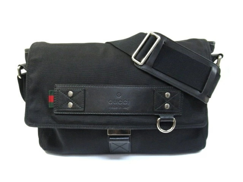 Gucci bag Hobo messenger canvas calfskin black
